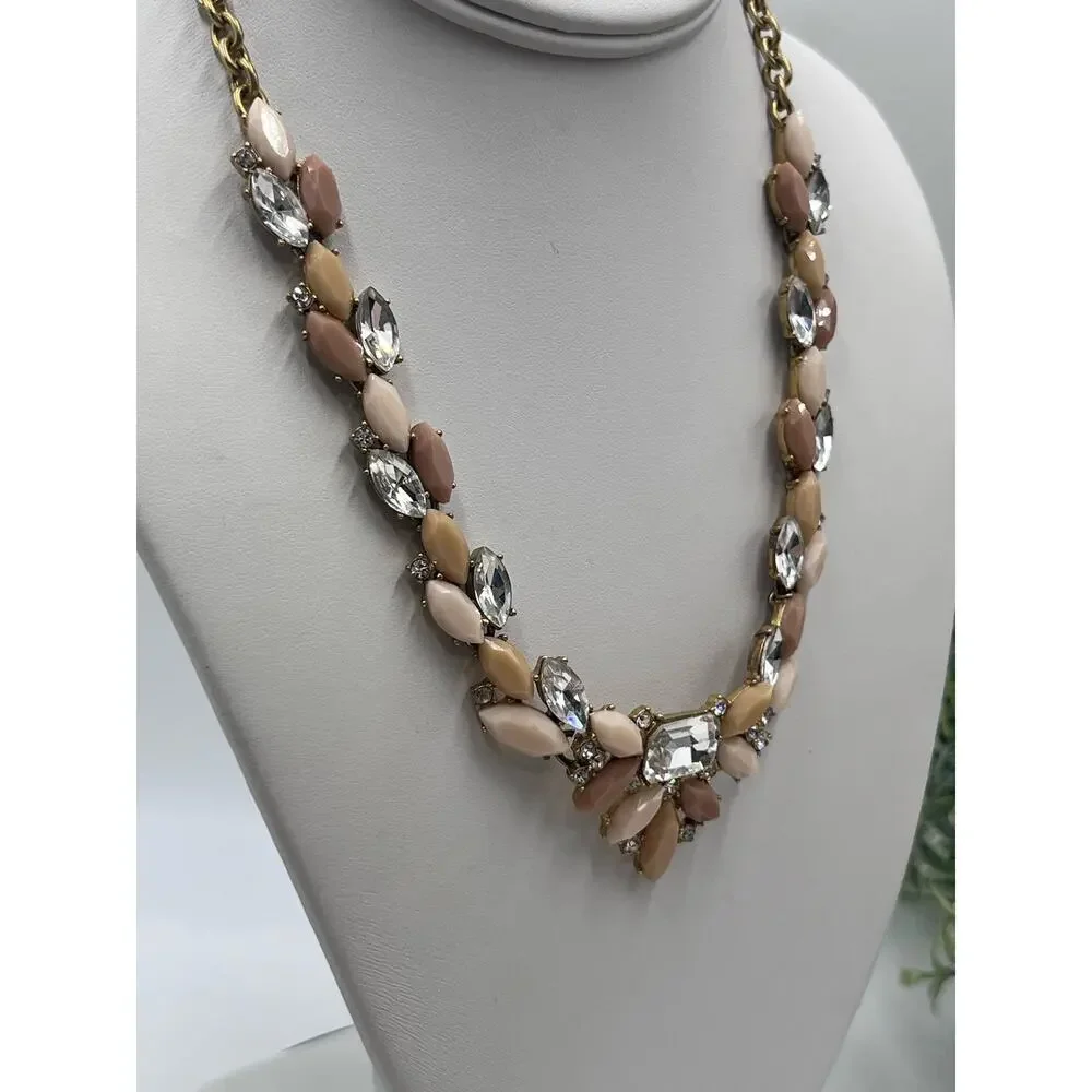 J.‎ Crew Pink, Beige, Blush Marquis Stones Crystals Pointed Vine Necklace